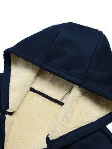 2pcs Men's Thermal Lined Hooded Jacket & Pants Set, Warm Sportswear For Vacation, Outdoor, Hiking, Cycling, Fitness, Running