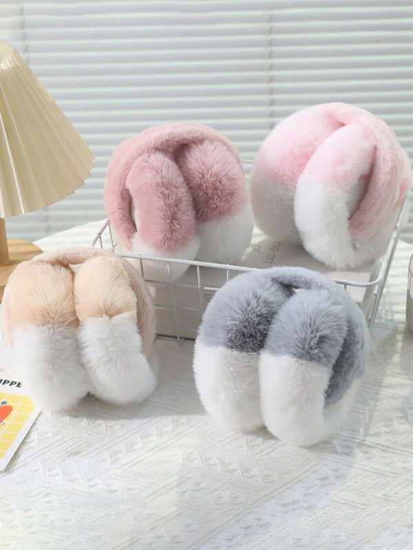 1 pièce Cache-oreilles chauds pour femmes, cache-oreilles anti-gel, cache-oreilles mignons, protection d'oreille d'hiver, style de blocs de couleurs de raccordement, conception simple et élégante, cadeaux d'hiver pour la famille, cache-oreilles blancs