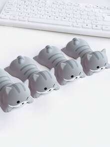 وسادة معصم على شكل قطة رمادية، ديكور مكتب، وسادة فأرة، دعم المعصم، سجادة مكتب كرتونية جميلة - رمادي - مشاهدة 4