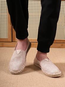 男士透气吸湿防滑编织渔夫鞋、男士透气吸湿防滑亚麻鞋、男士透气吸湿防滑休闲鞋 - 卡其色 - 查看 16