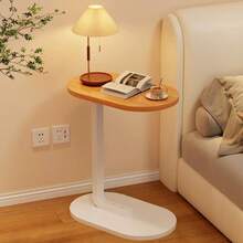 Oval Side Table, Desk And Laptop Table, A Movable Side Table, Suitable For Home And Office Scenes, Coffee Table And Bedside Sofa Side Table, Small And Light, Multi-Color Optional - Màu gỗ - Xem 1
