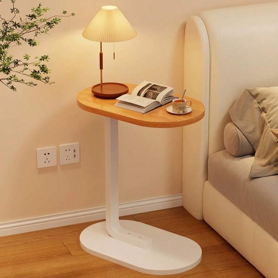 Oval Side Table, Desk And Laptop Table, A Movable Side Table, Suitable For Home And Office Scenes, Coffee Table And Bedside Sofa Side Table, Small And Light, Multi-Color Optional - Màu gỗ - Xem 1