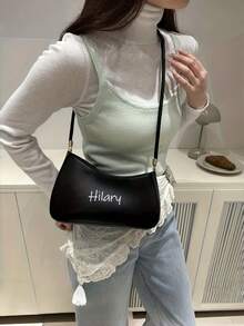 Customized Name Women's Crossbody Bag - Zipper PU Shoulder Bag, Elegant Casual/Formal Occasion Suitable - White/Khaki/Black, Daily Gift Choice - Multicolor - View 6