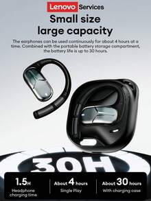 Auriculares Bluetooth minimalistas Lenovo AC101, estilo colgante de oreja abierta, OWS no intrusivo, larga duración de la batería, controlador grande, música de alta calidad, baja latencia, adecuado para juegos, correr, deportes, uso rotativo y cómodo, compatible con teléfonos inteligentes y computadoras - Negro - Ver 2