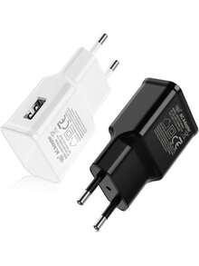 10W/5W USB Wall Charger, 5V 2A/5V 1A Power Adapter Universal, Chargeur Phone, USB EU Plug Cell Phone Charger Compatible With Samsung Galaxy , Power Bank, Apple Watc, Car Accessories-White/Black-2 PCS/1 Pc, Christmas - EU C Type Plug(220-240V) - View 1