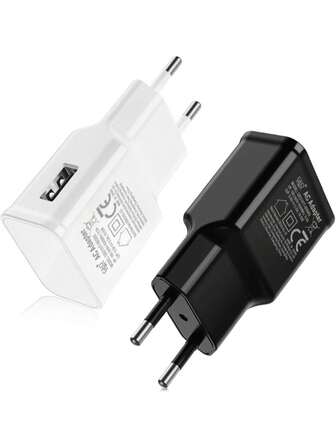 10W/5W USB-väggladdare, 5V 2A/5V 1A nätadapter universell CE-certifierad USB EU-kontakt mobiltelefonladdare kompatibel med Galaxy, Nexus, HTC, Moto med flera - vit/svart - 2 st/1 st hög uteffekt