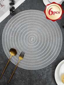 1/2/4/6pcs Gold Round Simple PVC Placemats, Washable, Easy To Clean, Wipe-Clean, Non-Slip, Holiday Wedding Party Dining Table Decor - Multicolor - View 13