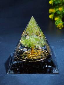 能量金字塔奥根石灵气天然紫水晶球疗愈水晶脉轮工具饰品树脂石工艺品儿童金字塔家居装饰礼品，创意水晶树脂桌面摆件，适合圣诞节、万圣节、父亲节 - 生命樹 - 查看 17