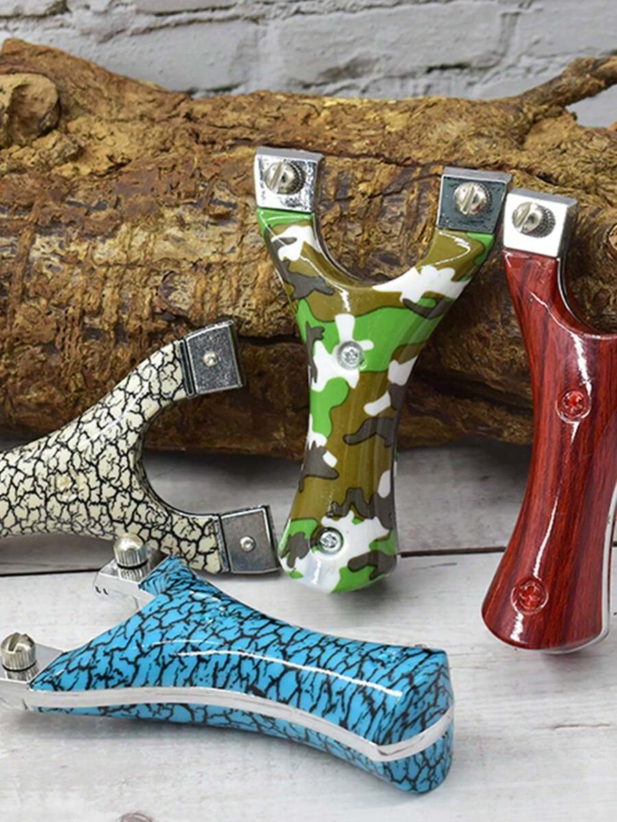 1pc Outdoor Shooting Slingshot With A Flat Rubber Band For Outdoor Shooting Practice And Competitions,Outdoor Hunting And Fish Shooting Slingshots - Multicolor - View 1
