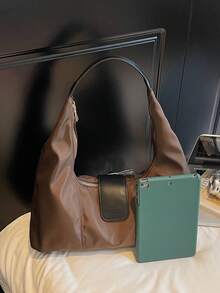 1个大容量尼龙腋下包，适合通勤、购物、约会，多功能女士单肩包 - 咖啡 - 查看 9