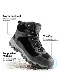 Men's Waterproof Hiking Boots Lightweight Mid Cut Trekking Shoes Outdoor Mountaineering Non Slip - Black - View 4