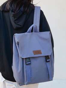 Mochila de gran capacidad de estilo universitario de unicolor y versátil informal