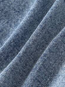 1pc Girls Casual Denim Shirt With Collar And Buttons, Versatile Outdoor Wear, Autumn/Winter