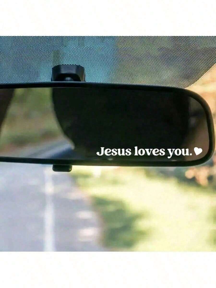 MGo 1Pc "Jesus Loves You " Car Stickers, Driving Stickers,Car Rearview Mirror Stickers,Suitable For Mirrors, Mobile Phones, Computers, Bottle,Bike - trắng - Xem 1