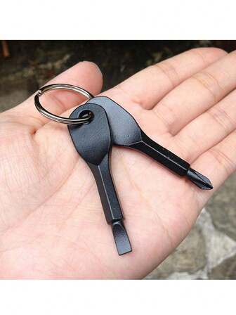 1/2 piezas Juego de llavero con destornillador portátil y ranurado - Herramienta de bolsillo multifuncional para reparación para accesorios de camping