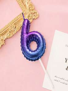 1pc-2pcs Blue Ombre Gradient 0-9 Number Birthday Candles, Creative Romantic Party Dreamy Gradient Candles - Blue - View 6