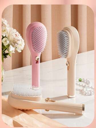 2pcs Set - Retractable Hair Comb 20x5x3.6cm Size, Retractable Self-Cleaning Anti-Static Air Cushion Massage, Durable Hairbrush Material, Self-Cleaning Retractable Hairbrushes For Women/Air Cushion Massage Combs - Minimalist Practical Style, Solid Color (No Complex Pattern) Retractable Compact Shape (With One-Button Self-Cleaning Detail), Hair Brush Set, Comb Hair, Comb For Curls, Detangling Brush, Hair Brush For Women, Hair, Travel, Hair Products, Hair Tools, Hair Stuff, Barber, Barber Accessories, Barbershop, Hairdressing Equipment