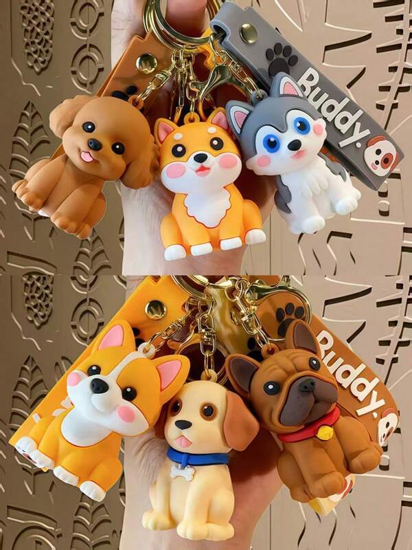 1 pièce Porte-clés mignon de chien de compagnie de dessin animé, caniche, labrador, corgi, husky, shiba inu, bouledogue français, porte-clés créatif d'animal, charm de sac adorable et polyvalent, cadeau parfait pour les amateurs de chiens, pendentif de décoration de sac, accessoires de voiture, idées de cadeaux pour professeur, ami, sœur