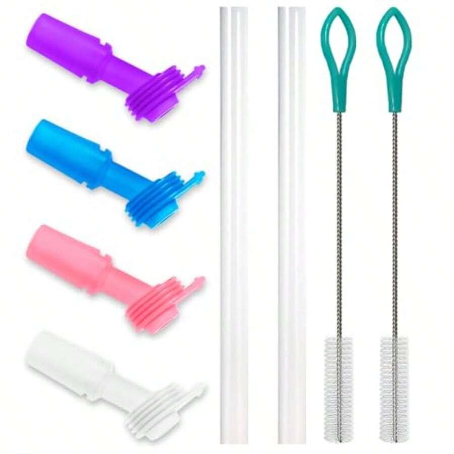 Powerful 8 Pack Bite Valve And Straw Fit All CamelBak Eddy Water Bottle 4 Bite Valve And 2 Sets Straws And 2 Brushes - Color - View 1
