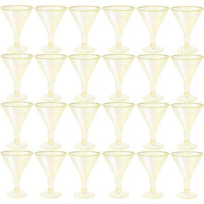 25 Pack Martini Glasses, 6.25oz/180ml Cocktail Glasses, Small Dessert Cups, Wedding, Party Wine, Champagne, Margarita Drink Glasses 24Pack - Gold