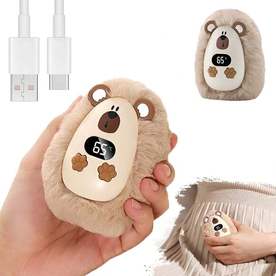 1200mAh Calentador de manos recargable, calentador de manos inalámbrico USB de doble uso con pantalla digital de temperatura, adecuado para camping al aire libre, caza, regalo de Navidad, para calentar las manos y los pies, reutilizable, decoración navideña, opción navideña