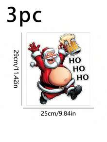 1/3 pezzi Adesivo da parete con Babbo Natale che tiene una birra e ride "HO HO HO", in PVC autoadesivo e impermeabile, adatto per soggiorno, camera da letto, sala da pranzo, studio, bagno, porta, finestra, vetro, decorazione natalizia