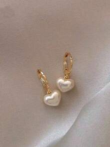 1 par de pendientes de gota con forma de corazón falso de moda (Color) - Dorado - Ver 1