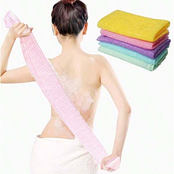 5 Pieces Beauty Skin Bath Wash Towel Long Exfoliating Nylon Bath Cloth Towel  Shower Washcloth Exfoliating Cloth For Body 35 Inches 5 Colors