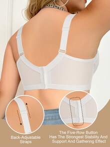 mimilemon 2pcs Plus Size Black & White Lace Wireless Bra Set - Breathable, Slimming, Full Coverage, Providing Daily Confidence For Curvy Women - Multicolor - View 10
