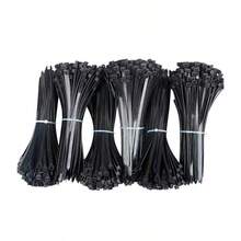 300条装自锁黑色紧固带扎带套装，电缆拉链式扎带，可重复使用，带法兰，电缆整理夹，办公用电线拉链，批发，耐用尼龙材质，适用于室内外使用 - 黑色 - 查看 7