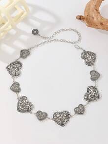 1 pieza Cadena de cintura de metal elegante con forma de corazón tallada en estilo vintage - Corazones grandes y pequeños - Ver 7