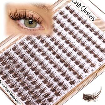 144pcs Natural Brown Lash Clusters, Natural Looking Wispy Anime Individual Eyelashes, Cartoon Lashes With Pointed Tips, Brown Pointed Tip Lashes, C Curl Eyelashes, 8-16mm Lash Clusters, Eyelash Clusters, Individual Eyelashes, Lashes, Fake Lashes