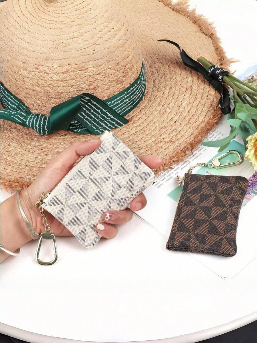 女士迷你拉链钥匙扣零钱包，可装硬币、信用卡、身份证、钥匙、耳机、口红等。 - 彩色 - 查看 1