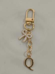 1pc White Exquisite Bow Tie Capital A-Z Letter Keychain Pendant Suitable For Bags, Backpacks, Car Key Pendants, Graduation Season, School Season, Small Gifts For Each Other, Suitable For Handbags, Backpacks, Keys,