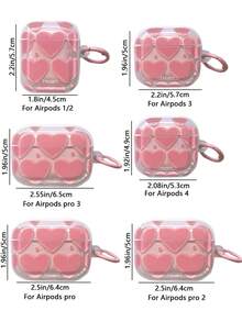 1pc Heart Pattern Bluetooth Earphone Case Compatible With Apple 1/2/3/4, Pro, Pro2, Pro3 - Multicolor - View 6