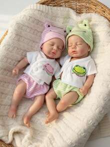 1 pezzo Bambola Reborn Loulou da 13 pollici in silicone morbido e solido, con bocca aperta, bambola neonato lavabile, giocattolo, regalo per compleanni, Ognissanti, Natale, compagnia e collezione - Multicolore - Visualizzare 4