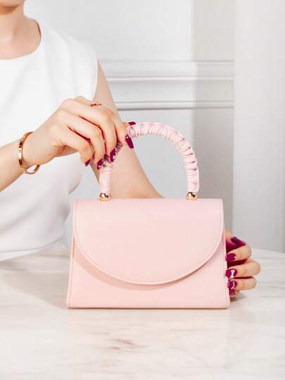 迷人、优雅、精致的白色婚礼包，荷叶边手柄翻盖方形包，晚宴包，适合派对女孩、女士，适合女性，非常适合派对、婚礼、舞会、晚宴/宴会，是送给女性的最佳礼物