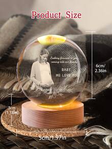 1 Pc,Personalized LED Crystal Ball Night Light - Custom Photo Lamp For Home & Office Decor | Ideal Gift For Couples, Parents, And Loved Ones On Special Occasions,Custom Photo Crystal Ball, Custom Photo Night Light - Multicolor - View 4