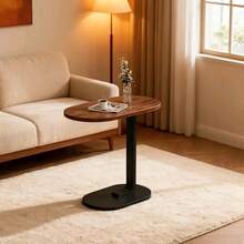 Oval Side Table, Desk And Laptop Table, A Movable Side Table, Suitable For Home And Office Scenes, Coffee Table And Bedside Sofa Side Table, Small And Light, Multi-Color Optional - 胡桃木色 - 查看 4