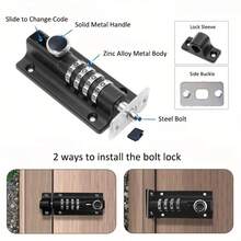 1PC Combination Barrel Bolt Safety Slide Latch Lock With Password Setting 4 Digit Combination Door Security Slide Latch Lock Bolt - Multicolor - View 4