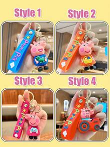 小猪佩奇钥匙扣收藏玩具，可爱卡通玩偶，动物钥匙扣，定制PVC钥匙扣，适合女孩、包包和吊坠 - 彩色 - 查看 5