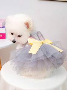 1件宠物服装，可爱浪漫薄纱连衣裙裙系列，适合小型犬猫，幼犬服装 - 彩色 - 查看 1