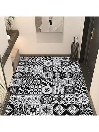 20 件经典黑白北欧波西米亚瓷砖贴纸，DIY 自粘装饰墙贴，防水防油防潮即撕即贴壁纸，适用于浴室、卧室、客厅、餐厅、家居装饰地板贴纸墙纸墙贴墙面装饰房间装饰墙纸即撕即贴