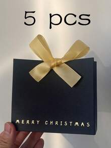 5pcs Elegant Merry Christmas Mini Gift Boxes Festive Favor Bags In Green And Red With Satin Ribbons, Perfect For Treats, Chocolates, And Small Gifts! Ideal For Holiday Parties, Christmas Celebrations, And Gift Exchanges.,Paper Box,Black Wrapping Paper,Gift Baskets;Christmas Candy Box,Gift Packaging,Gifts For Christmas;Valentines Gifts,Xmas Eve Box Gifts,Gift Christmas,Birthday,Bride,Wedding