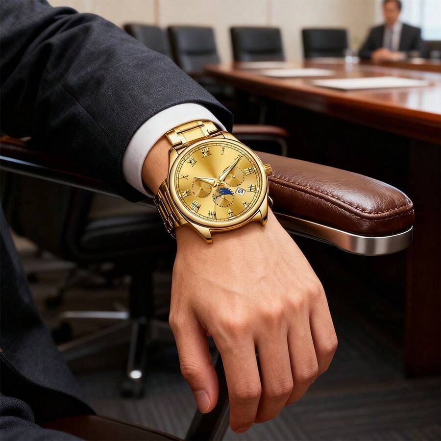 Mens Automatic Watch Mechanical Luxury Dress Watch Moon Phase Day Date Watch Gift,Men's Fashion Watch - Kiểu 1 - Xem 1