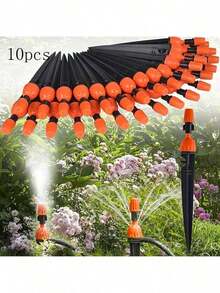 带雾化喷嘴的滴灌喷头 - 二合一滴灌喷头，适用于 1/4 英寸滴灌管，360 度可调水流，植物浇水装置，适用于滴灌系统 - 彩色 - 查看 10