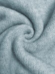 Women's Simple Solid Color Knit Pullover Sweater, European And American Style, Suitable For Daily Wear In Winter - Baby Blue - View 11