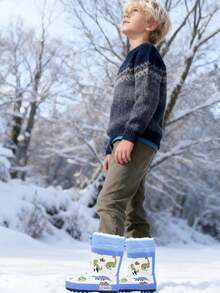 儿童保暖雨靴，带可调节抽绳，易于清洁，适合男孩女孩户外玩耍雨鞋
