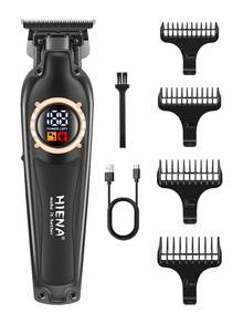 Bộ tông đơ cắt tóc chuyên nghiệp HIENA 3 món dành cho nam, tông đơ điện không dây, kéo cắt tóc bằng dầu, dao cạo, màn hình LED kỹ thuật số cho tiệm làm tóc tại nhà, phụ kiện sạc USB, hộp quà tặng tinh tế, thích hợp làm quà tặng, là người bạn đồng hành thân thiết cho gia đình - màu đen - Xem 13