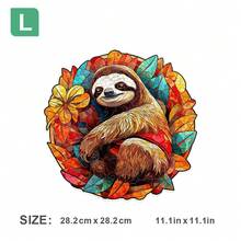 圣诞彩色孔雀礼盒木质拼图外星动物拼图生日礼物家居装饰独特礼物家居互动高难度游戏 - 杏色 - 查看 11